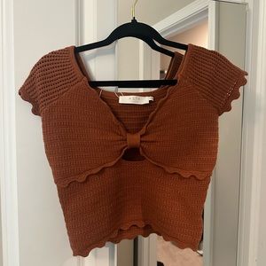 ASTR the Label Becker Crochet Front Cutout Top (NWT) New with Tags